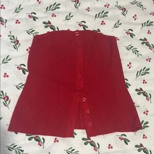 Abercrombie & Fitch Red Ribbed Button-Down Blouse